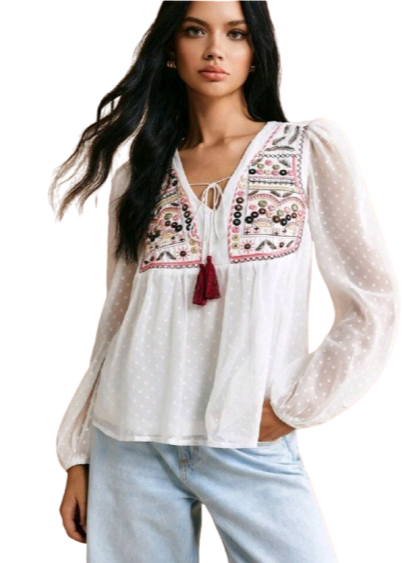 BLUSA BORDADA S Y L.ENVIO GRATIS